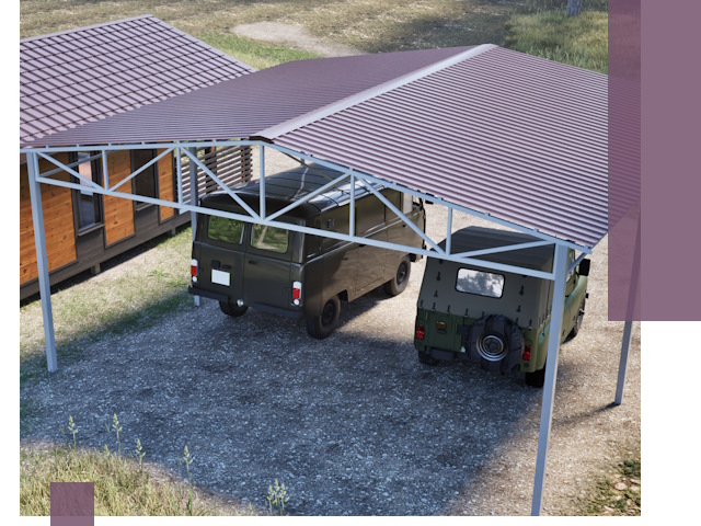 Двускатные навесы под ключ в Устях-Лабинске — изготовление и монтаж